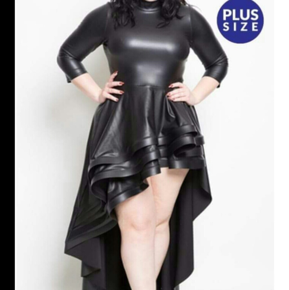 Show stopping wet look hi/low dress